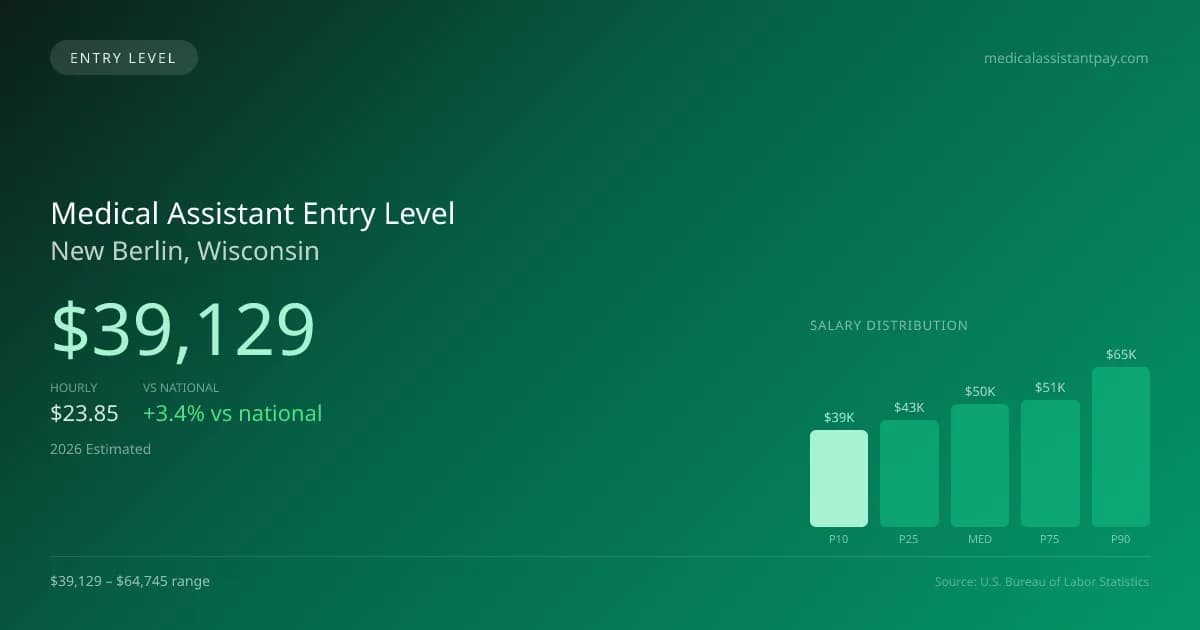 Medical Assistant Entry Level Salary in New Berlin, WI — 2026 est., based on 2025 BLS