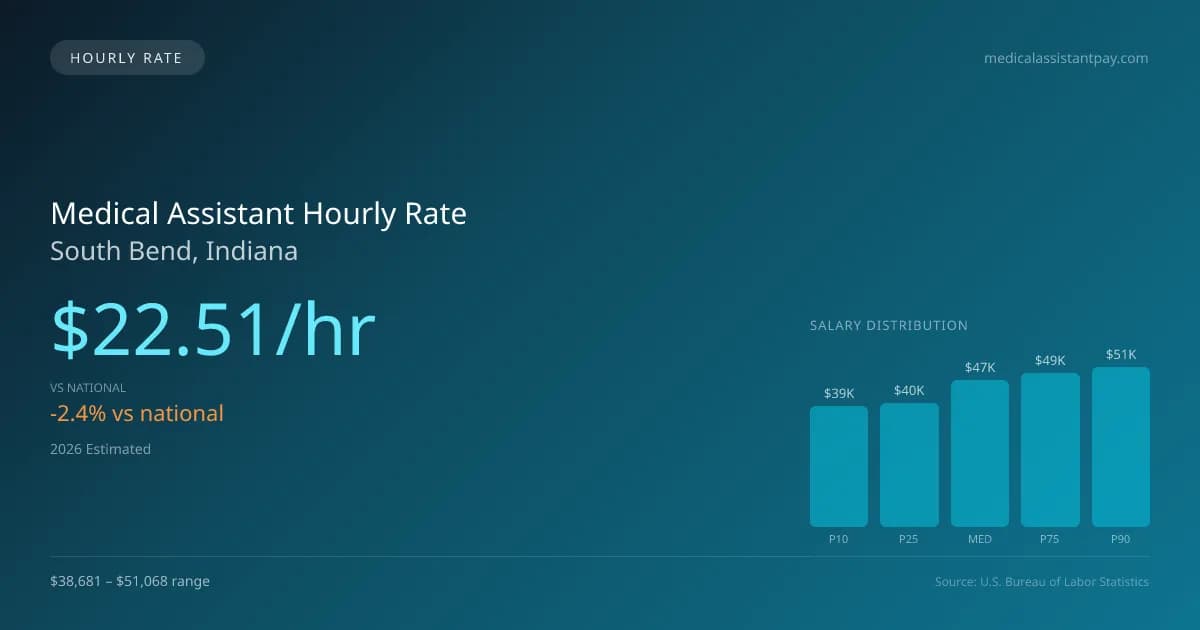 Medical Assistant Hourly Rate in South Bend, IN — 2026 est., based on 2025 BLS