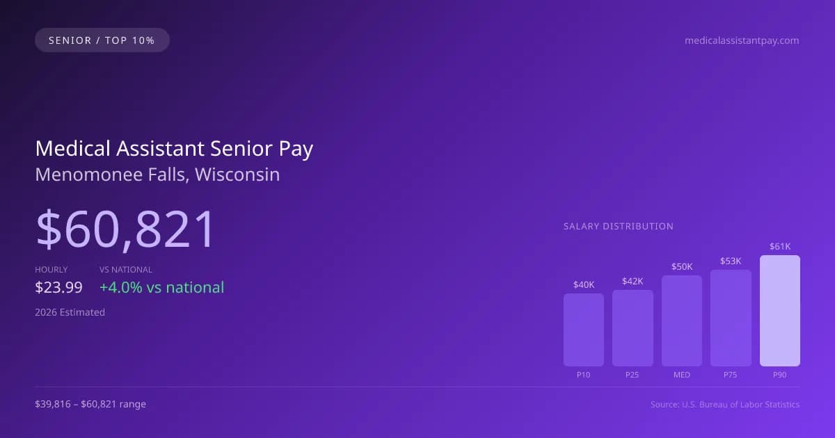 Medical Assistant Senior Salary in Menomonee Falls, WI — 2026 est., based on 2025 BLS