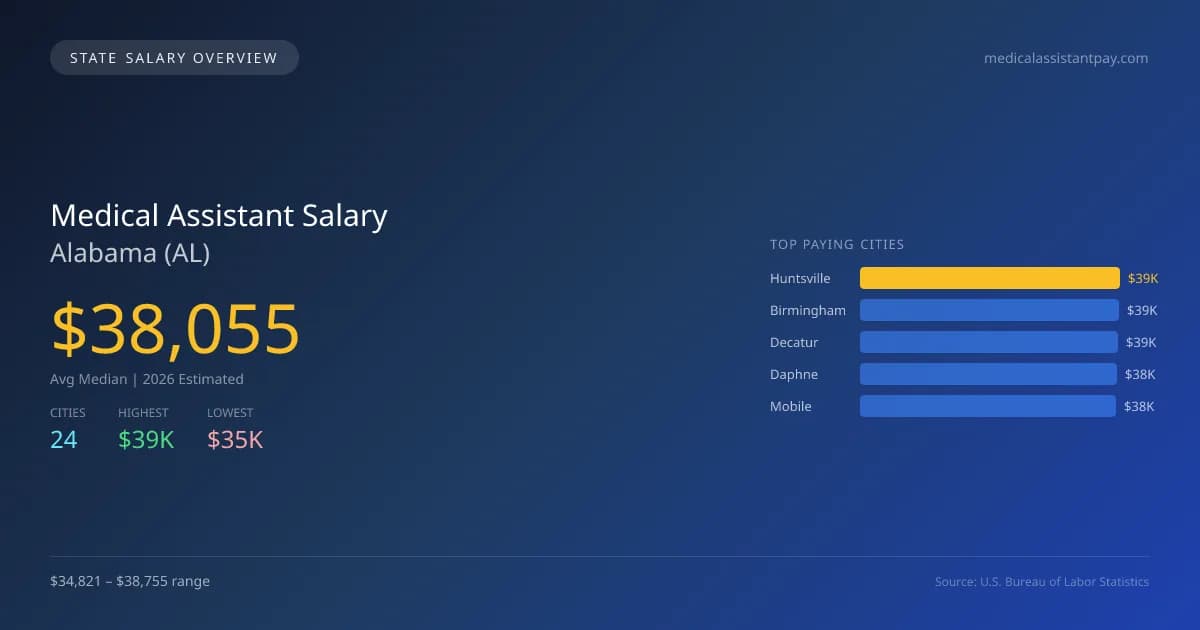 Medical Assistant Salary in Alabama - 2025 BLS Data Infographic