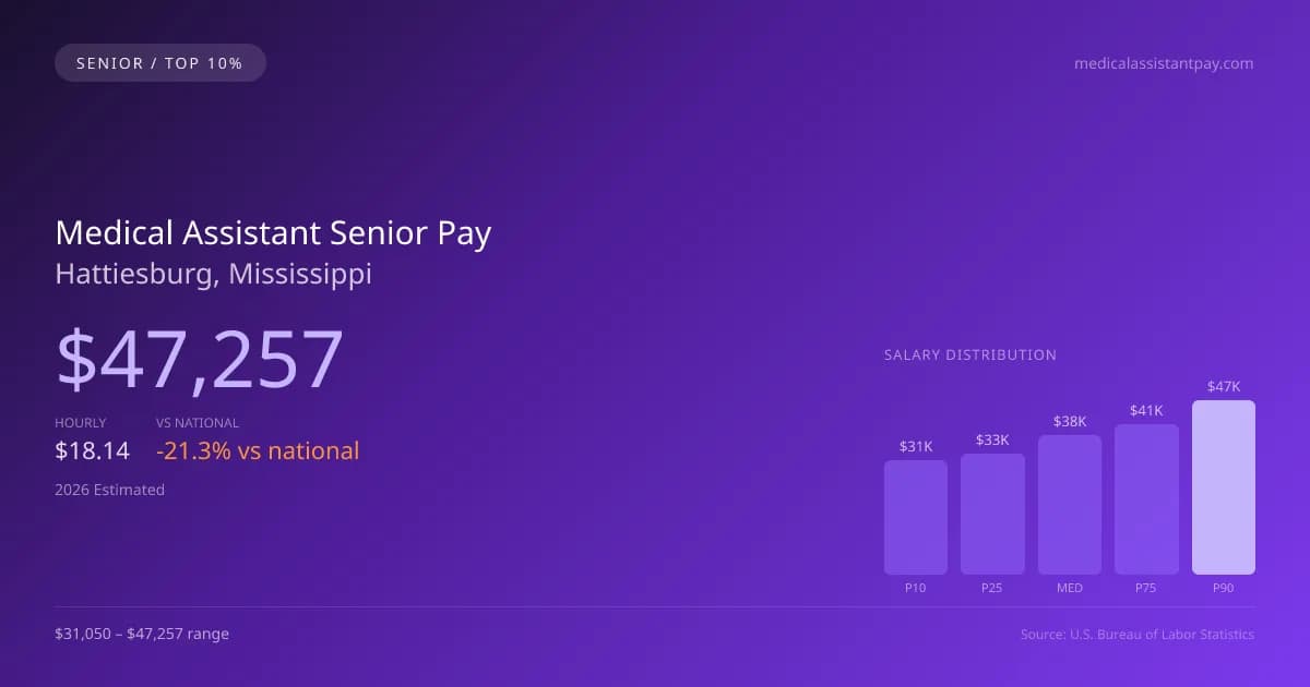 Medical Assistant Senior Salary in Hattiesburg, MS — 2026 est., based on 2025 BLS