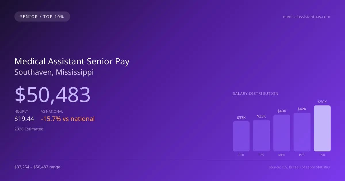 Medical Assistant Senior Salary in Southaven, MS — 2026 est., based on 2025 BLS
