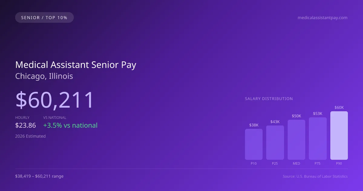 Medical Assistant Senior Salary in Chicago, IL — 2026 est., based on 2025 BLS