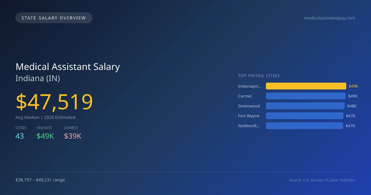 Medical Assistant Salary in Indiana - 2025 BLS Data Infographic